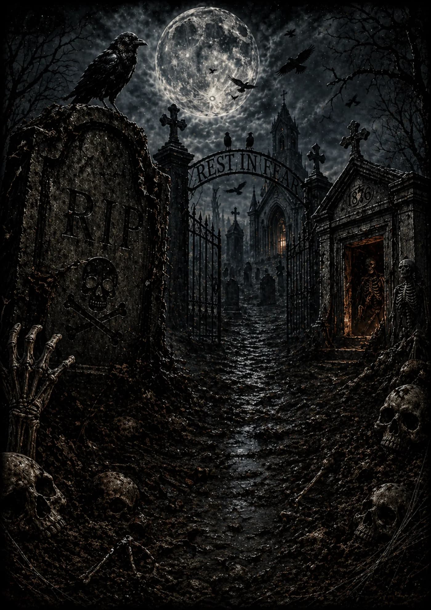 Der gruselige Friedhof im Horror Halloweenhaus Nürtingen